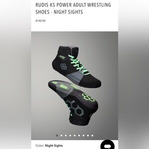 ❌❌SOLD❌❌Rudis KS Power Adult Wrestling Shoes - Black and Green